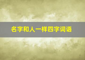 名字和人一样四字词语