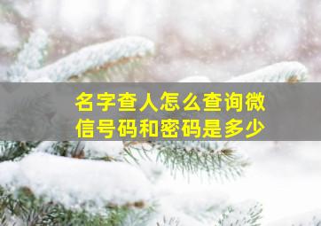 名字查人怎么查询微信号码和密码是多少