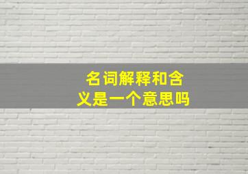 名词解释和含义是一个意思吗