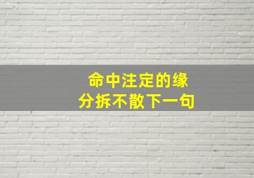 命中注定的缘分拆不散下一句