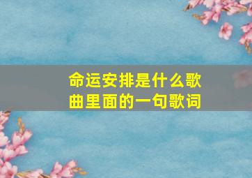 命运安排是什么歌曲里面的一句歌词