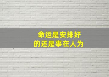 命运是安排好的还是事在人为