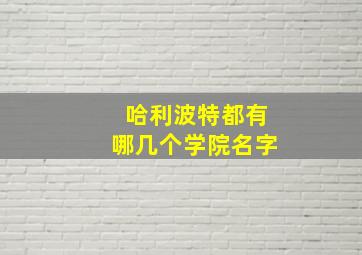 哈利波特都有哪几个学院名字