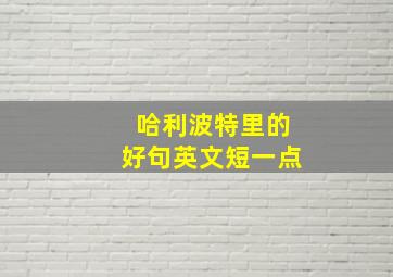 哈利波特里的好句英文短一点