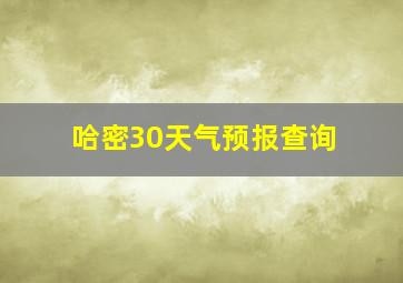 哈密30天气预报查询