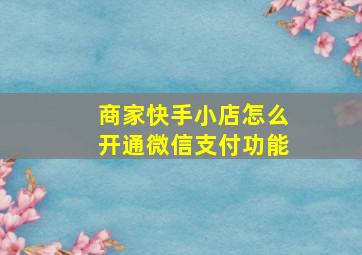 商家快手小店怎么开通微信支付功能