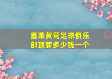 嘉莱黄莺足球俱乐部顶薪多少钱一个