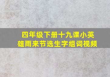 四年级下册十九课小英雄雨来节选生字组词视频