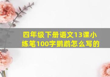 四年级下册语文13课小练笔100字鹦鹉怎么写的