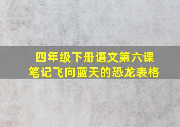 四年级下册语文第六课笔记飞向蓝天的恐龙表格