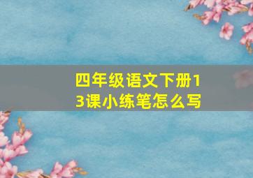 四年级语文下册13课小练笔怎么写