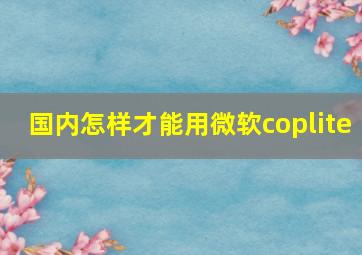 国内怎样才能用微软coplite