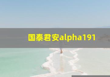 国泰君安alpha191