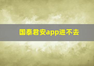 国泰君安app进不去