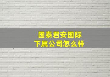 国泰君安国际下属公司怎么样