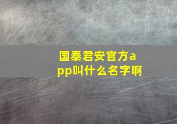 国泰君安官方app叫什么名字啊