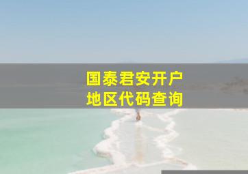 国泰君安开户地区代码查询