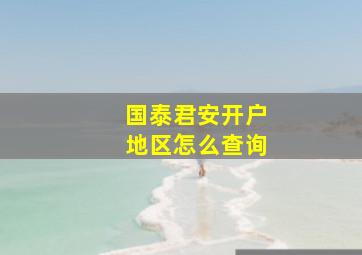 国泰君安开户地区怎么查询