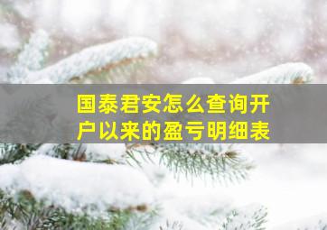 国泰君安怎么查询开户以来的盈亏明细表