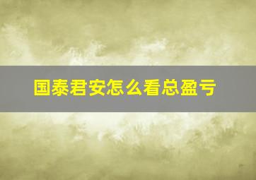 国泰君安怎么看总盈亏