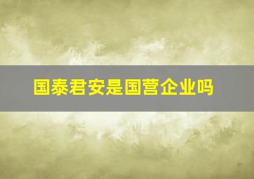 国泰君安是国营企业吗