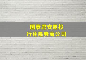 国泰君安是投行还是券商公司