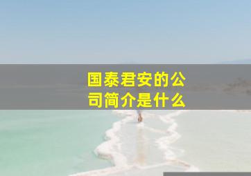 国泰君安的公司简介是什么