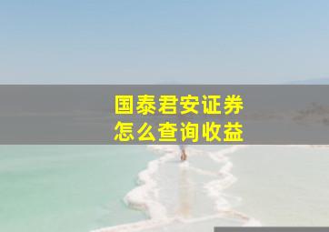 国泰君安证券怎么查询收益