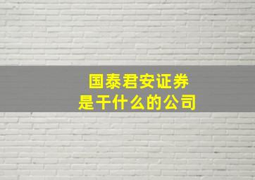 国泰君安证券是干什么的公司