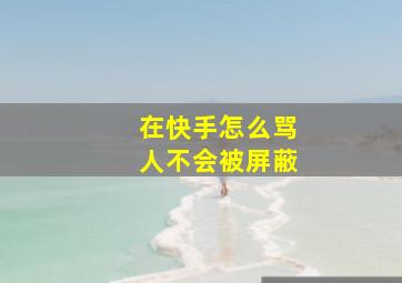 在快手怎么骂人不会被屏蔽