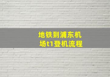 地铁到浦东机场t1登机流程