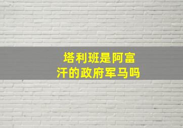 塔利班是阿富汗的政府军马吗