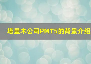 塔里木公司PMT5的背景介绍