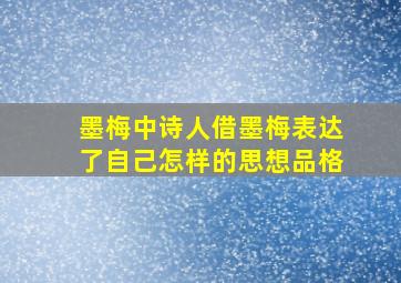 墨梅中诗人借墨梅表达了自己怎样的思想品格