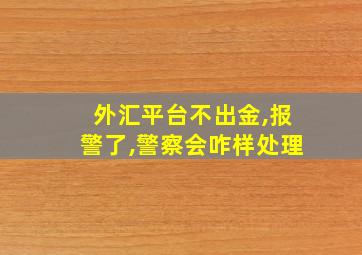 外汇平台不出金,报警了,警察会咋样处理