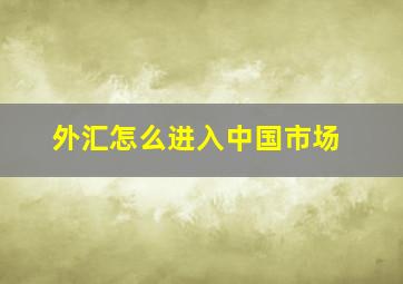 外汇怎么进入中国市场