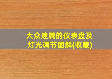 大众速腾的仪表盘及灯光调节图解(收藏)