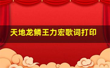 天地龙鳞王力宏歌词打印