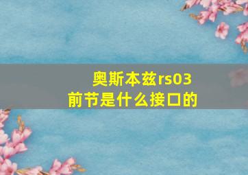 奥斯本兹rs03前节是什么接口的