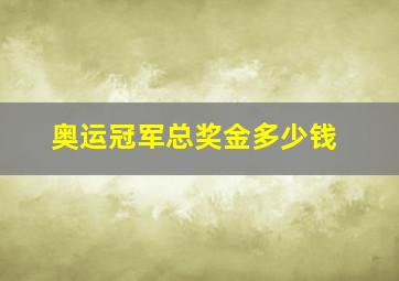 奥运冠军总奖金多少钱