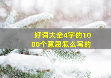 好词大全4字的1000个意思怎么写的