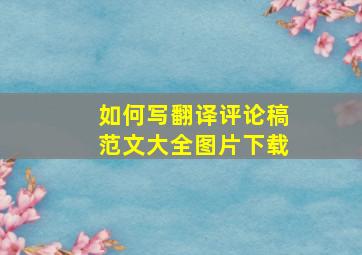 如何写翻译评论稿范文大全图片下载