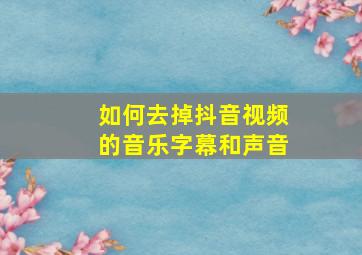 如何去掉抖音视频的音乐字幕和声音