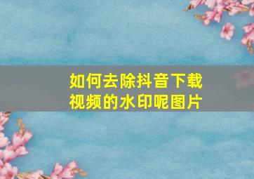 如何去除抖音下载视频的水印呢图片