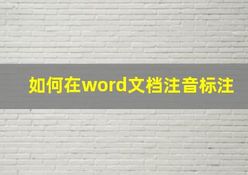 如何在word文档注音标注