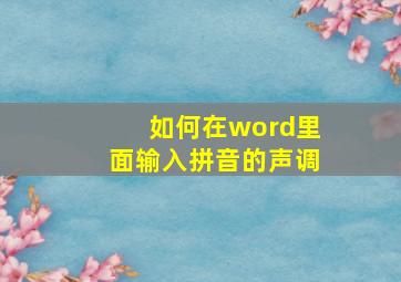 如何在word里面输入拼音的声调