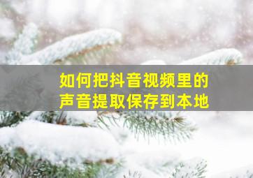 如何把抖音视频里的声音提取保存到本地