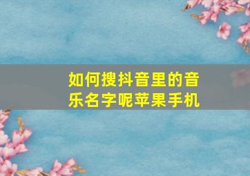 如何搜抖音里的音乐名字呢苹果手机