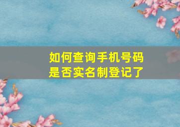 如何查询手机号码是否实名制登记了