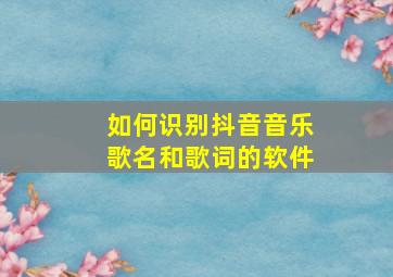 如何识别抖音音乐歌名和歌词的软件